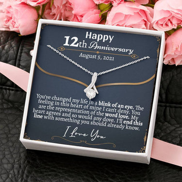 Personalized 12th Anniversary Alluring Beauty Necklace - Love You This Much